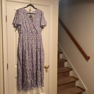 Fashion Floral Tiered Purple Dress…size XL